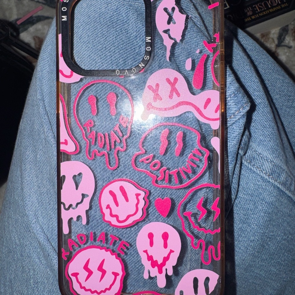 Pink and Black Smiley Phone Case